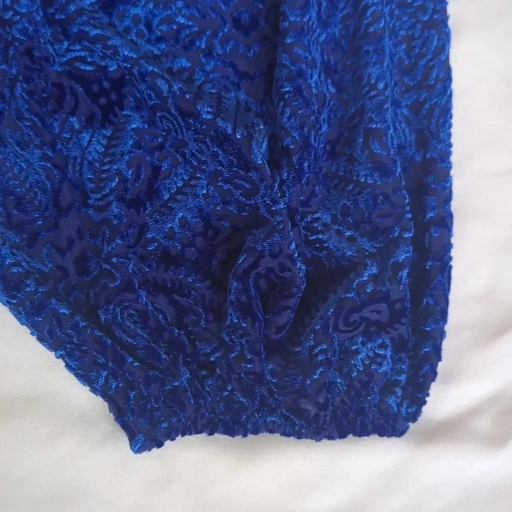 NWT LOFT Mosaic Cozy Velour Top, Cinderella Blue Size M